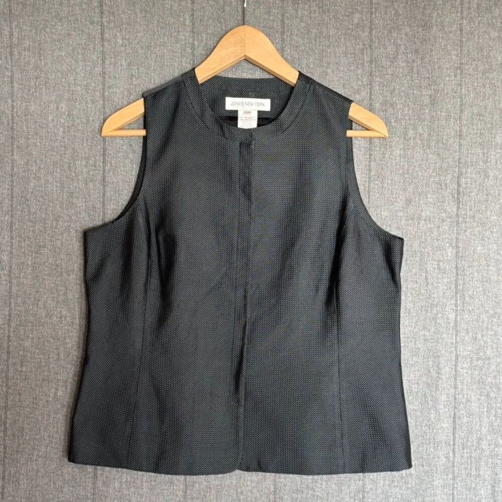 Jones New York Black Textured Sleeveless Top